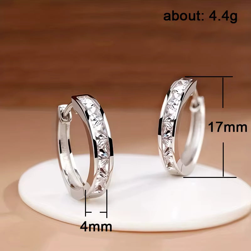 Classic Hoop Earrings with Square Zirconia