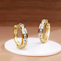 Classic Hoop Earrings with Square Zirconia