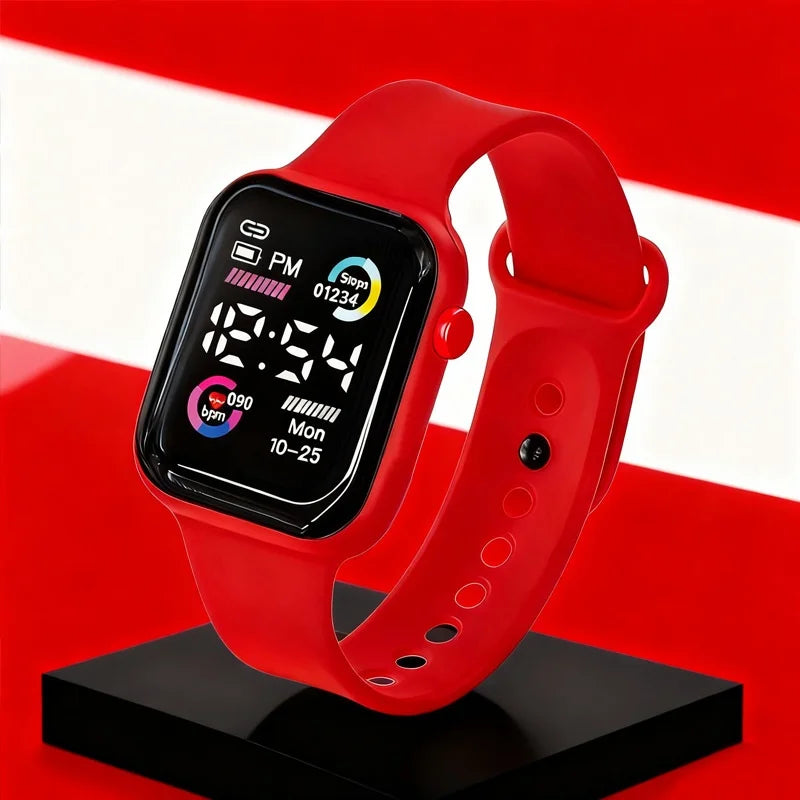 Conjunto de 6 piezas compuesto por reloj electrónico, collar, pendientes y anillo