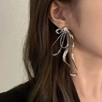 Enamel Petal Drop Earrings with Zircon Tassels