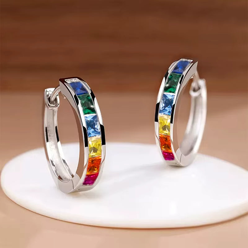 Classic Hoop Earrings with Square Zirconia