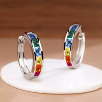 Classic Hoop Earrings with Square Zirconia