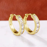 Classic Hoop Earrings with Square Zirconia