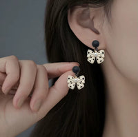 Enamel Petal Drop Earrings with Zircon Tassels