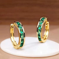 Classic Hoop Earrings with Square Zirconia