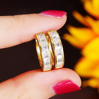 Classic Hoop Earrings with Square Zirconia