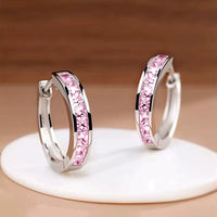 Classic Hoop Earrings with Square Zirconia