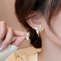Enamel Petal Drop Earrings with Zircon Tassels