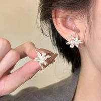 Enamel Petal Drop Earrings with Zircon Tassels