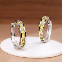Classic Hoop Earrings with Square Zirconia