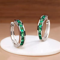 Classic Hoop Earrings with Square Zirconia