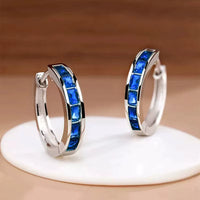 Classic Hoop Earrings with Square Zirconia