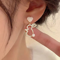 Enamel Petal Drop Earrings with Zircon Tassels