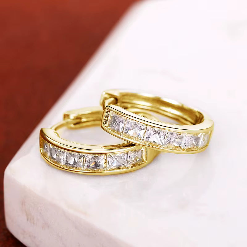 Classic Hoop Earrings with Square Zirconia