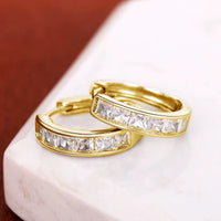 Classic Hoop Earrings with Square Zirconia