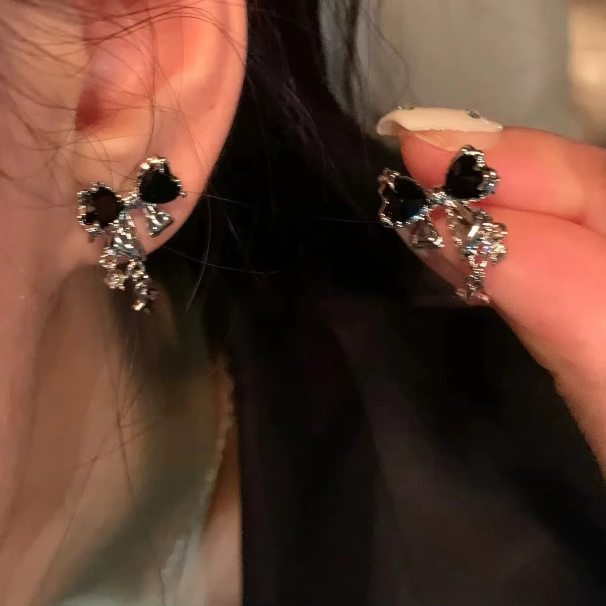 Enamel Petal Drop Earrings with Zircon Tassels