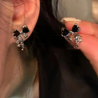 Enamel Petal Drop Earrings with Zircon Tassels