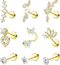 Set of 9 Mini Cartilage and Helix Earrings