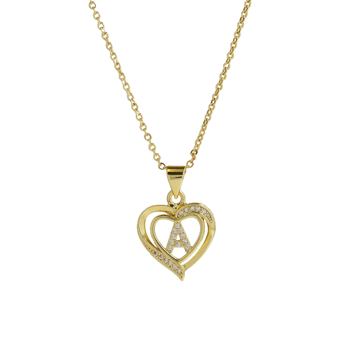 Collar Inicial con Colgante de Corazón de Circonita