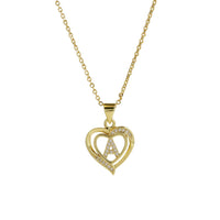 Collar Inicial con Colgante de Corazón de Circonita