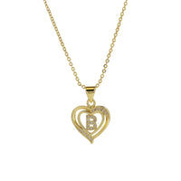 Collar Inicial con Colgante de Corazón de Circonita