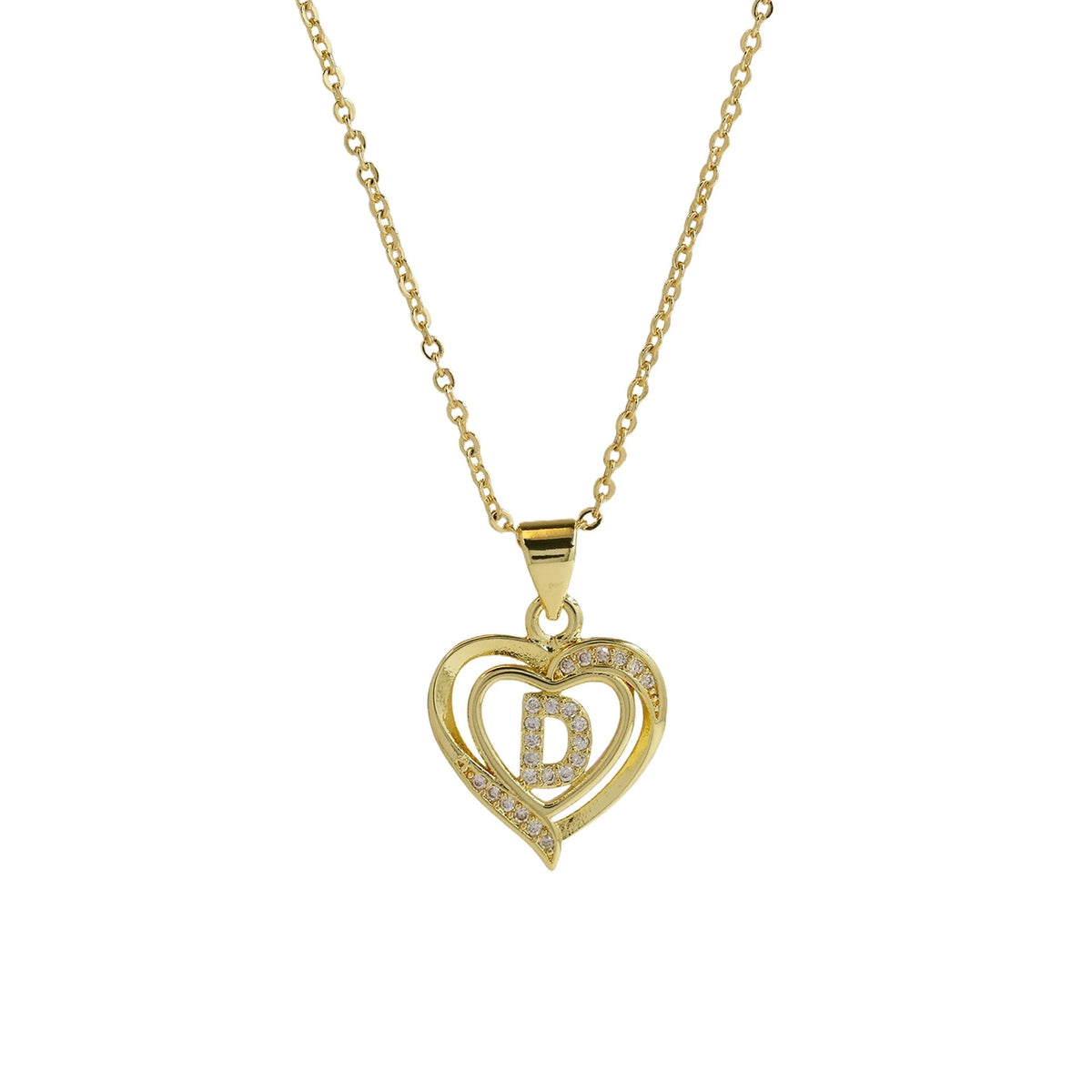 Collar Inicial con Colgante de Corazón de Circonita