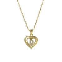 Collar Inicial con Colgante de Corazón de Circonita