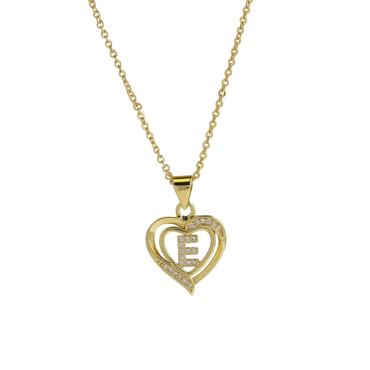 Collar Inicial con Colgante de Corazón de Circonita