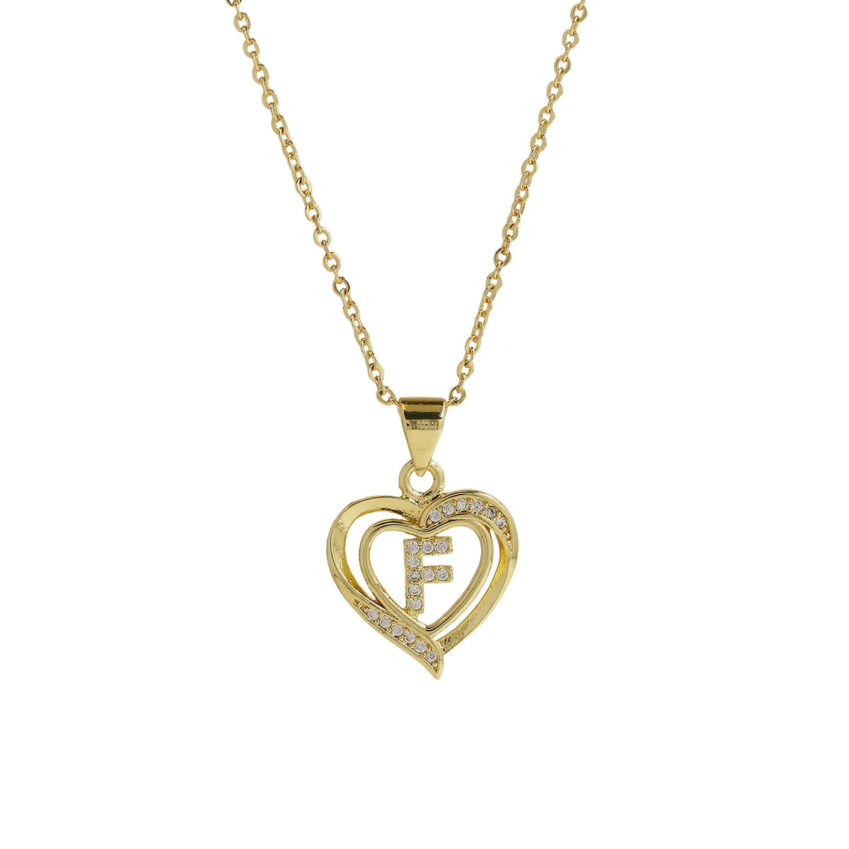 Collar Inicial con Colgante de Corazón de Circonita