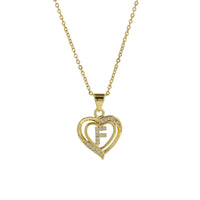 Collar Inicial con Colgante de Corazón de Circonita