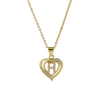Collar Inicial con Colgante de Corazón de Circonita