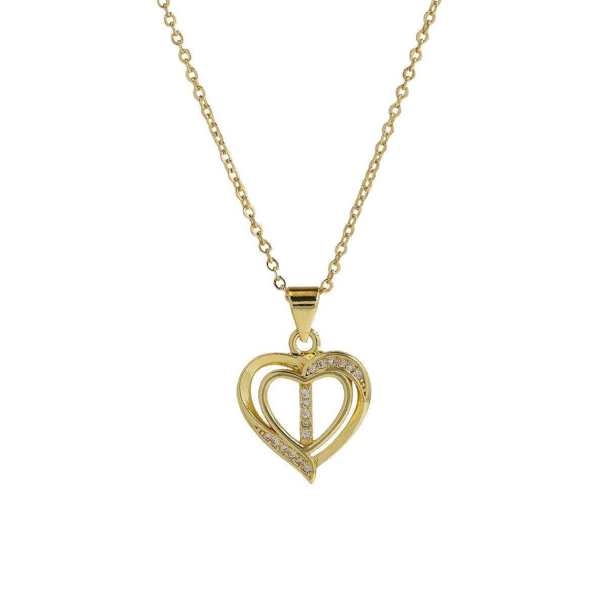 Collar Inicial con Colgante de Corazón de Circonita