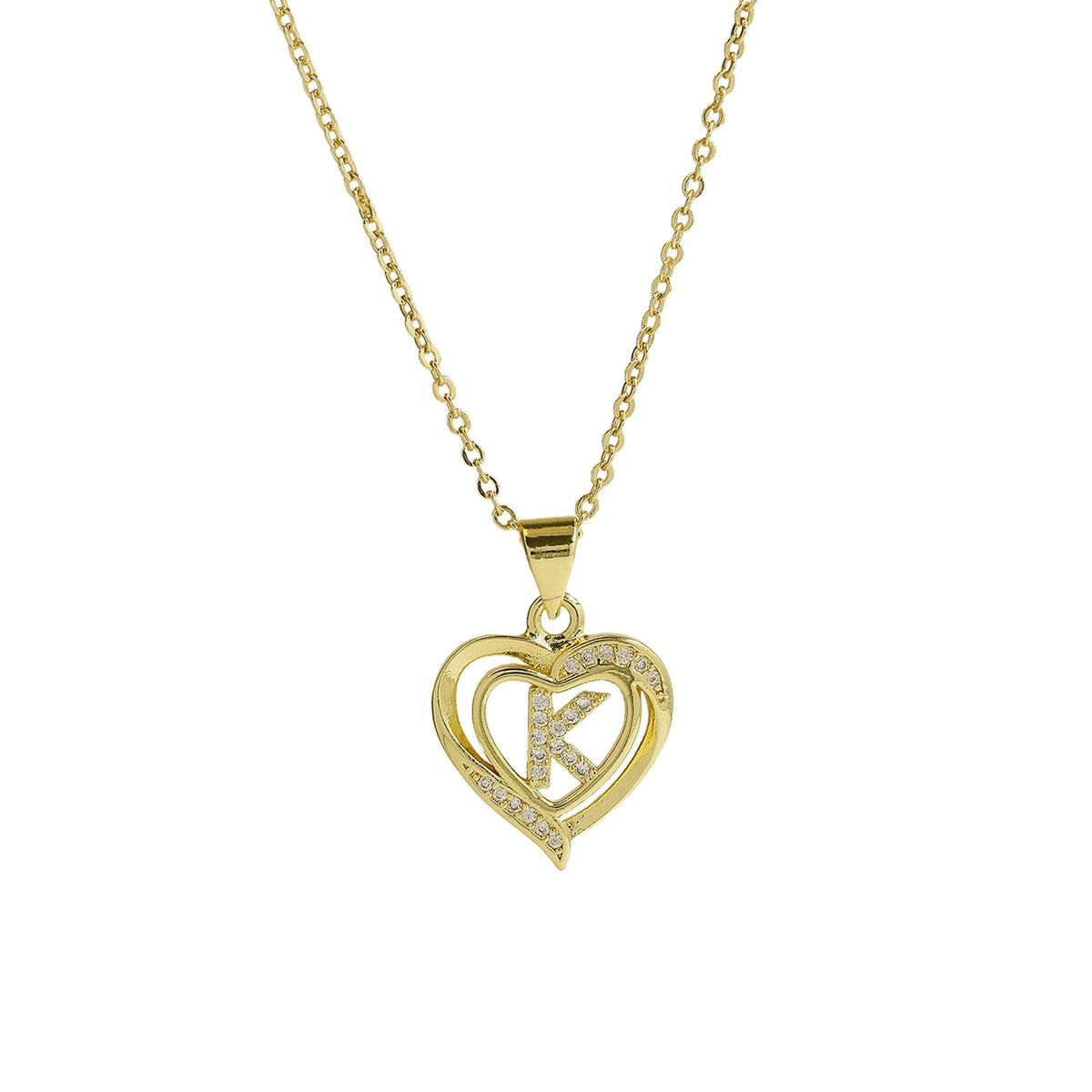Collar Inicial con Colgante de Corazón de Circonita
