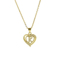 Collar Inicial con Colgante de Corazón de Circonita