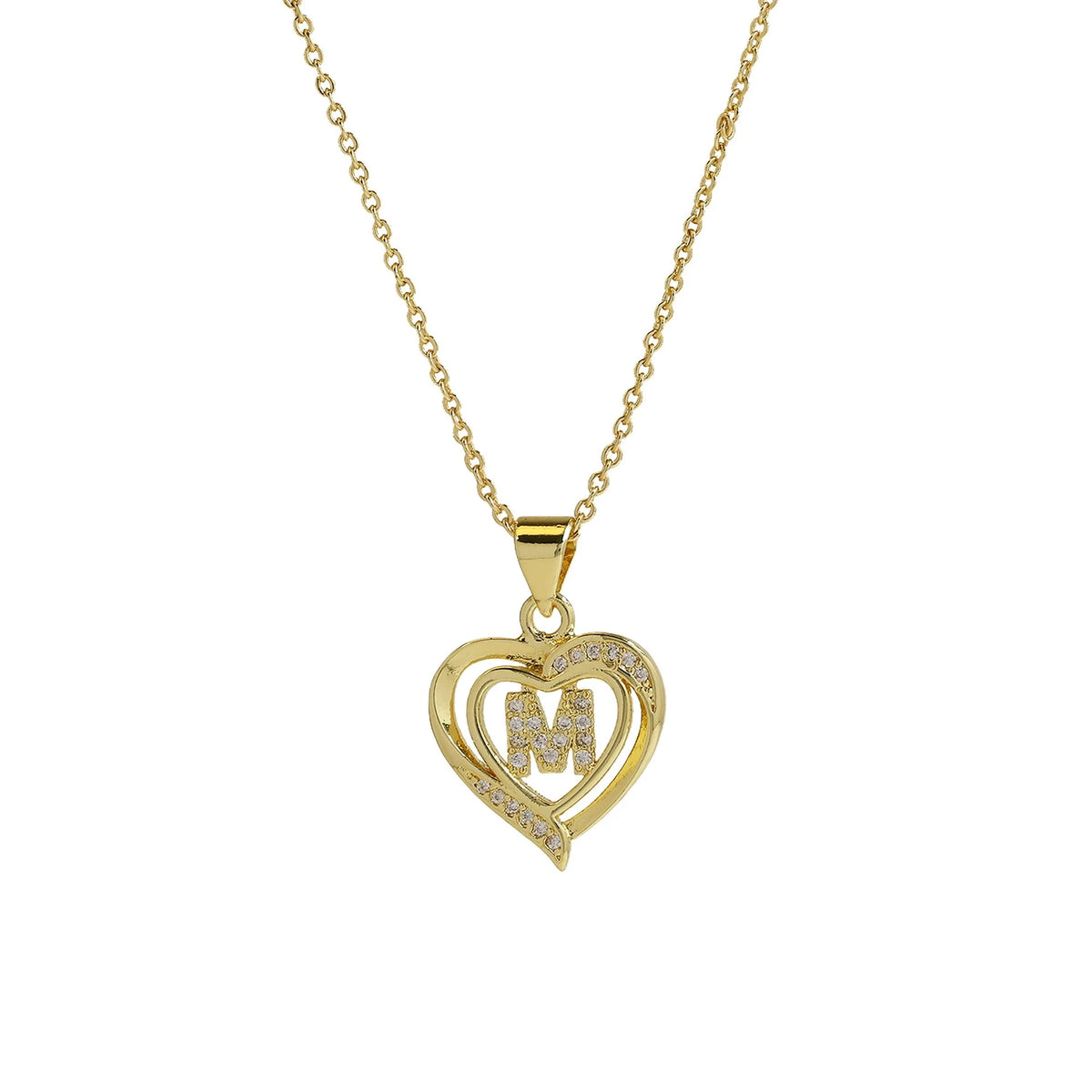 Collar Inicial con Colgante de Corazón de Circonita