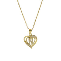 Collar Inicial con Colgante de Corazón de Circonita