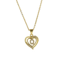 Collar Inicial con Colgante de Corazón de Circonita