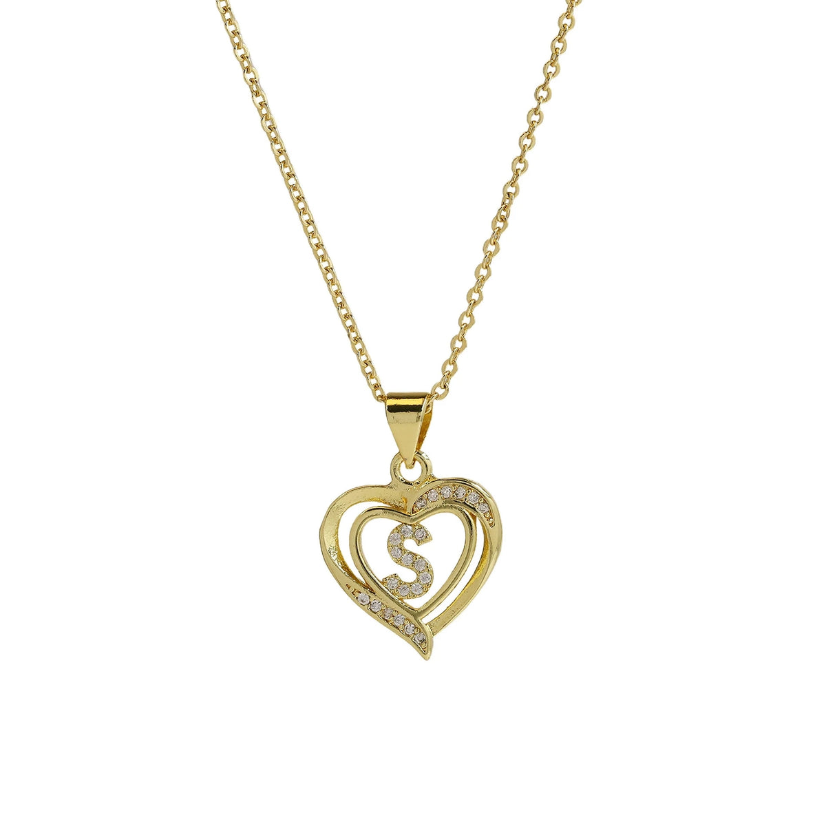Collar Inicial con Colgante de Corazón de Circonita