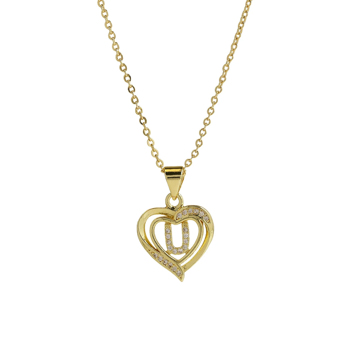 Collar Inicial con Colgante de Corazón de Circonita