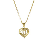 Collar Inicial con Colgante de Corazón de Circonita
