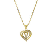 Collar Inicial con Colgante de Corazón de Circonita