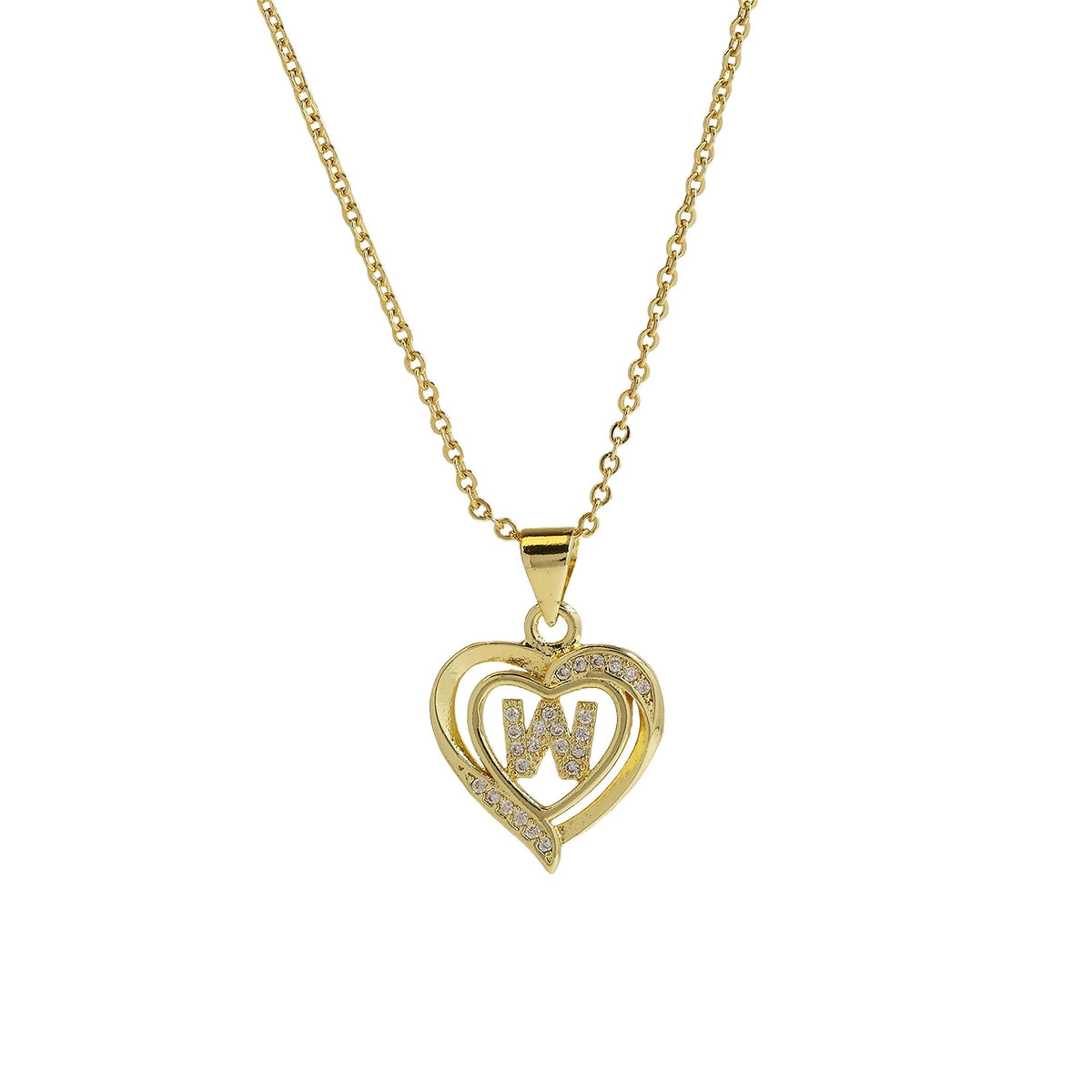 Collar Inicial con Colgante de Corazón de Circonita