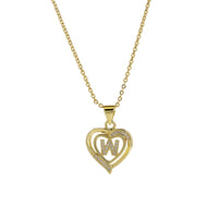 Collar Inicial con Colgante de Corazón de Circonita