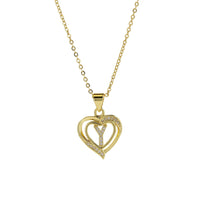 Collar Inicial con Colgante de Corazón de Circonita