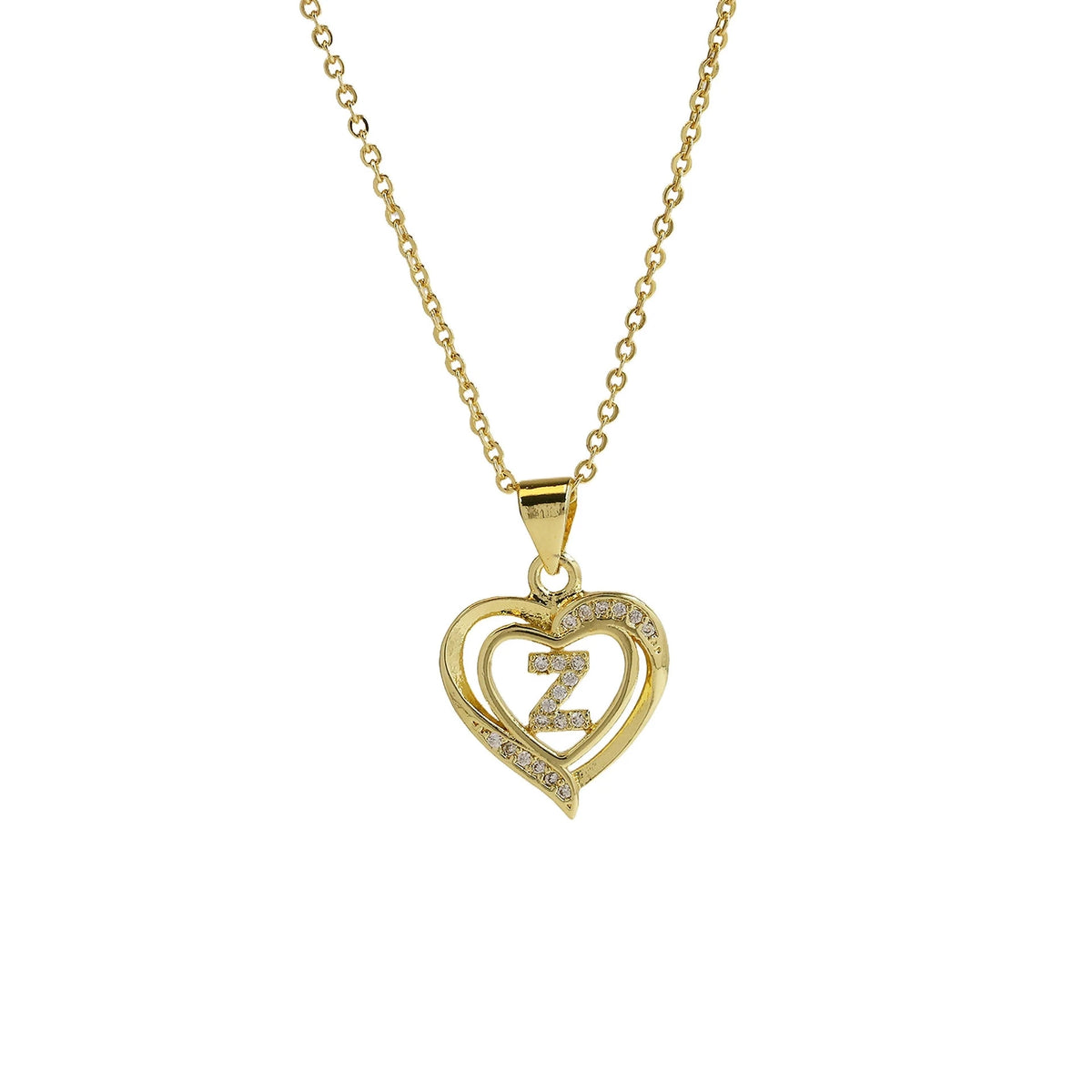 Collar Inicial con Colgante de Corazón de Circonita