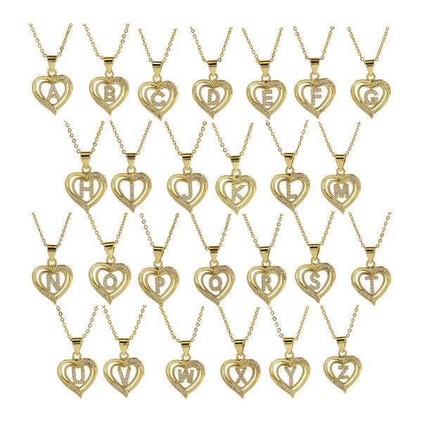 Collar Inicial con Colgante de Corazón de Circonita