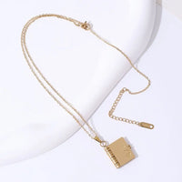 Couple's Heart Book Titanium Steel Necklace