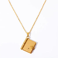 Couple's Heart Book Titanium Steel Necklace
