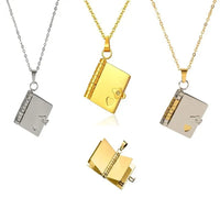 Couple's Heart Book Titanium Steel Necklace
