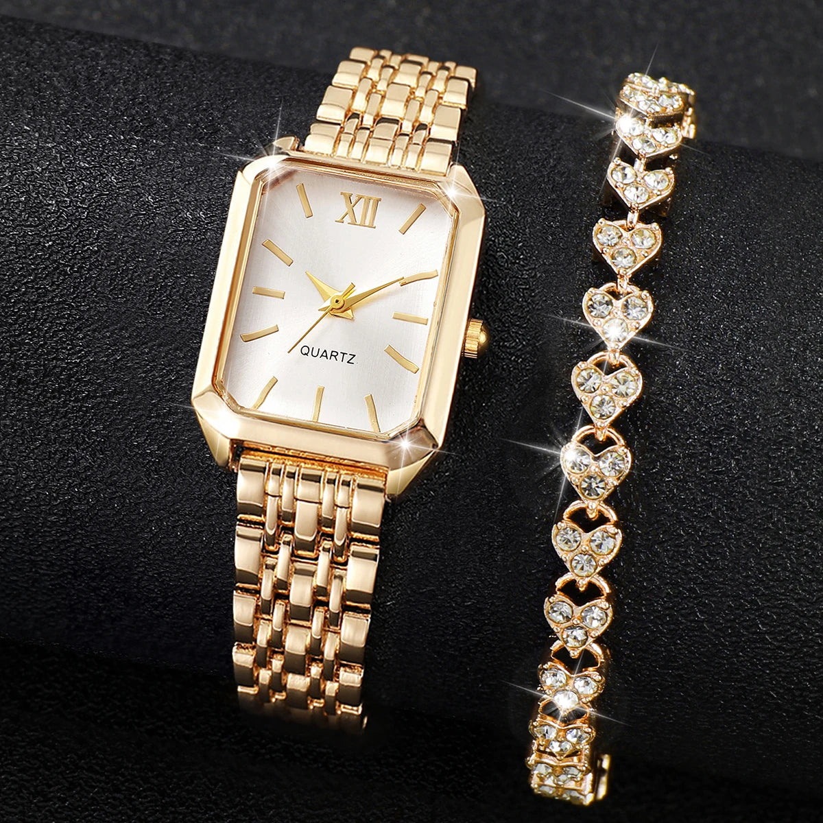 Set de Reloj y Pulsera con Esfera Romana